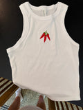 Embroidered chili pepper tank